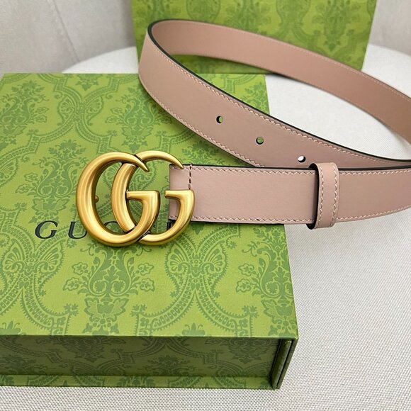 Gucci Cream Leather Belt with Gold Buckle main image 4